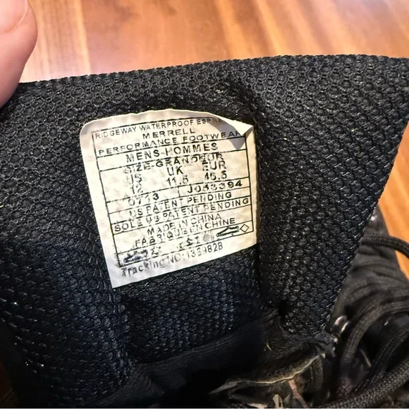 Merrell Ridgeway Waterproof Leather Hiking Boots Men’s Size 12 Dark Brown & Blk - Picture 10 of 10